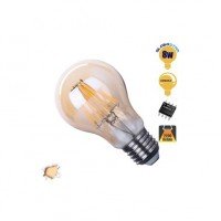 Γλόμπος LED Edison Filament Retro Μελί Globostar E27 6 Watt A60 Θερμό ντιμαριζόμενο