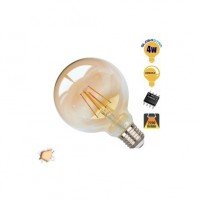 Γλόμπος LED Edison Filament Retro Μελί Globostar E27 4 Watt G95 Θερμό ντιμαριζόμενο